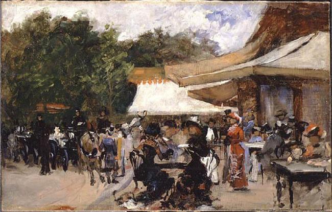Hugo Birger Outside a Restaurant in the Bois de Boulogne. Study china oil painting image